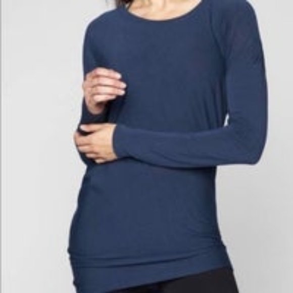 Tops - ATHLETA Navy Blue Asymmetrical Top